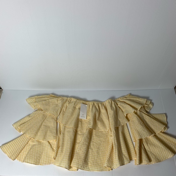 NWT Yellow and White Checker Off The Shoulder Top - Picture 2 of 6